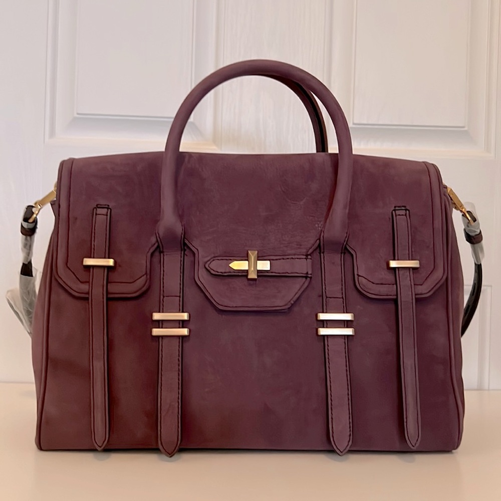 Rebecca Minkoff Jules Satchel in Aubergine Suede